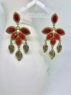 Dashing Dangling Statement Earrings in Red